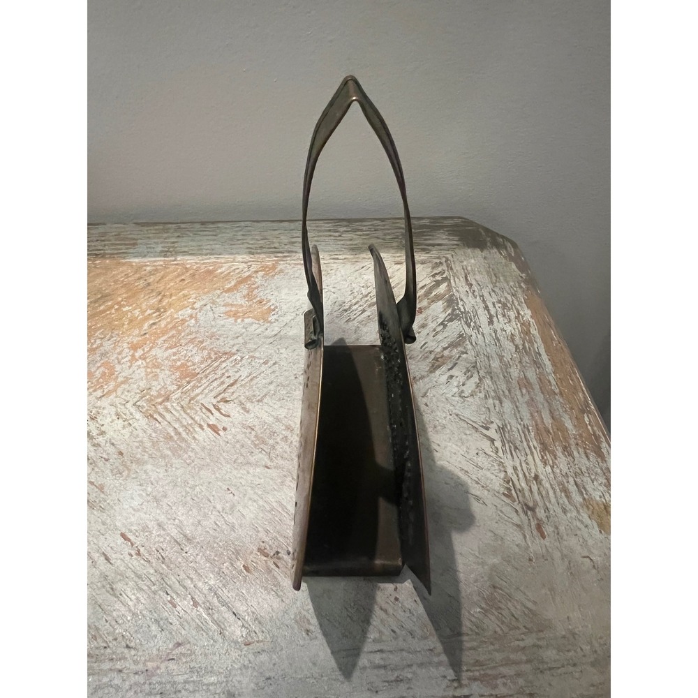 Vintage Copper Brass Letter Holder Napkin Basket Punched Metal Decorative Caddy - Picture 3 of 6